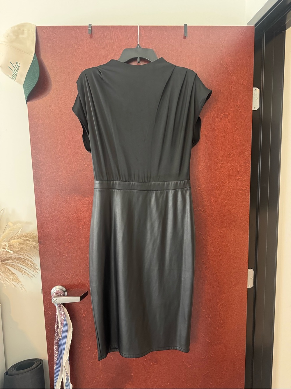Express Black Faux-Leather Midi Dress